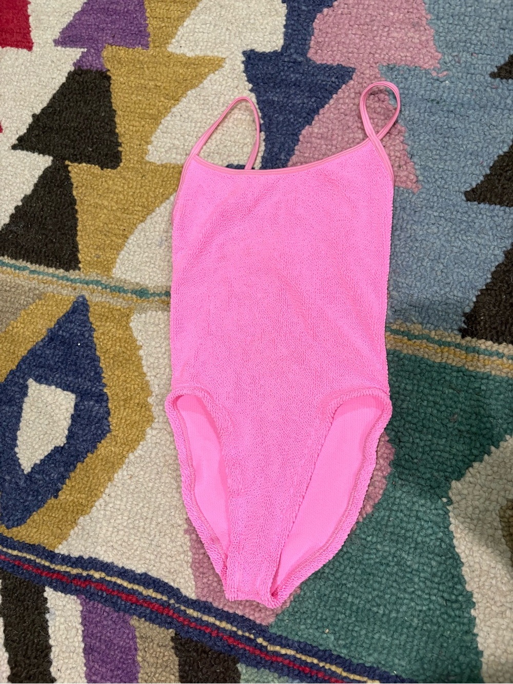 Hunza G Pink Textured One-Piece Swimsuit